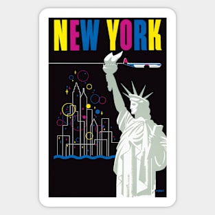 New York  Statue of Liberty Travel Poster 1950s Sticker